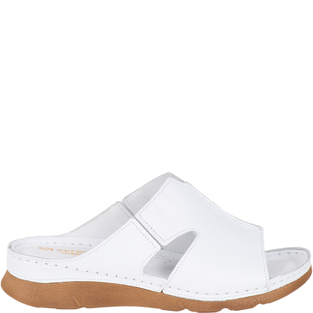 Klapki damskie Syrena SST 925 białe skóra naturalna