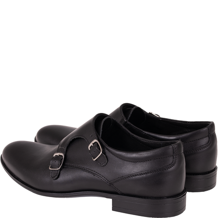 Czarne półbuty skórzane Syrena SI 311-459 z klamrami