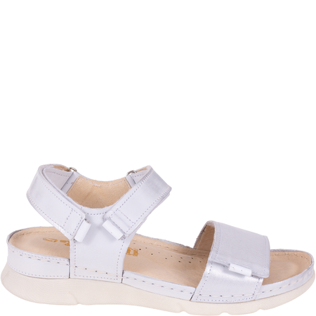 Sandały skórzane damskie marki Syrena SST 990 biało-srebrne