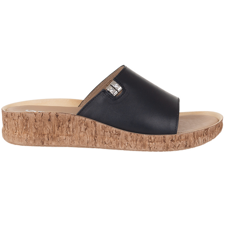 Klapki damskie Syrena Comfort SH 130 czarne | skóra naturalna