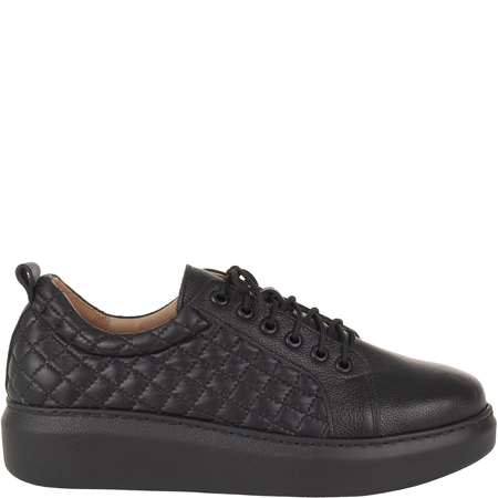 Półbuty Syrena SE P-280B czarne, skóra, platforma 4 cm