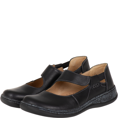 Syrena SH 655 czarne - półbuty skórzane z rzepami i gumą