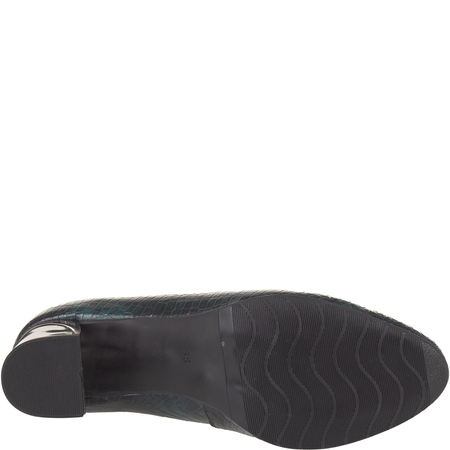 Czółenka na słupku Syrena SE 7145 zielone - skóra naturalna