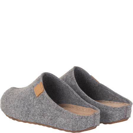 Kapcie damskie Syrena SH 104 szare z wkładką skórzaną