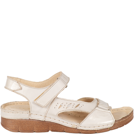 Sandały skórzane damskie Syrena SST 907 beżowo-złote