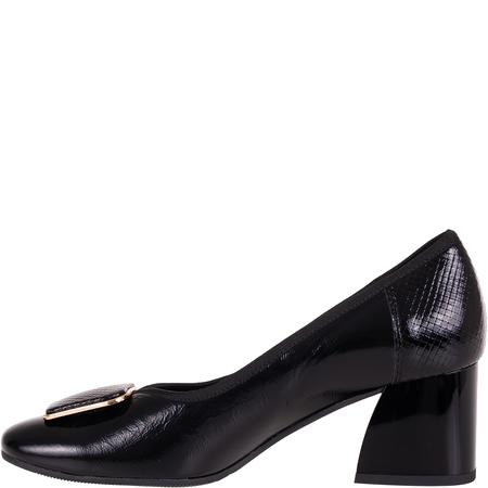 Czółenka damskie skórzane marki Syrena SGO 2096 czarne lakier