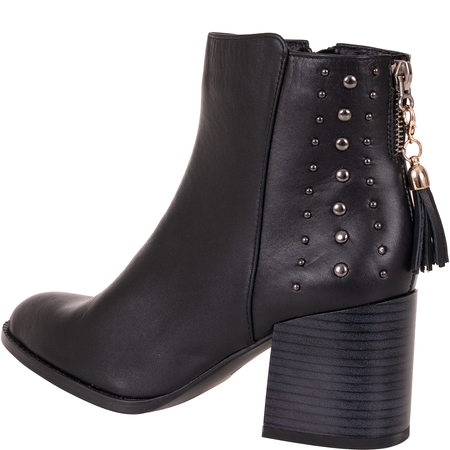 Modne botki damskie Syrena SLA 1111/1 czarne - skóra licowa