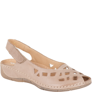 Skórzane sandały damskie ażurowe Syrena SH 4027 beżowe