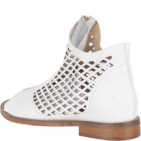 Białe sandały damskie na obcasie Syrena SLA 977/L/CR skórzane