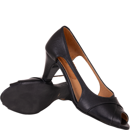 Czółenka na obcasie czarne skórzane marki Syrena SWB 128