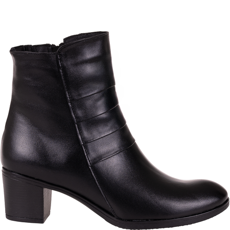 Czarne botki damskie skórzane na obcasie - Syrena SE 400