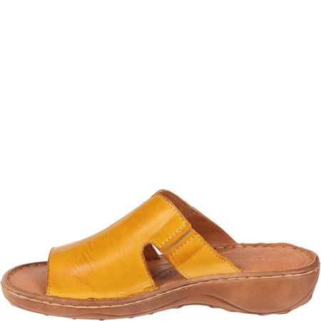 Skórzane klapki damskie marki Syrena SST 663 żółte