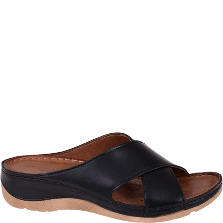 Klapki damskie skórzane marki Syrena SST 869 czarne