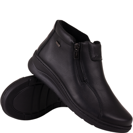 Botki damskie Syrena SH 786 czarne skórzane wygodne tęgość H+