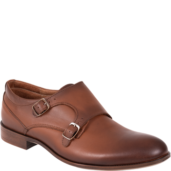 Brązowe półbuty marki Syrena SI 311-606 skórzane z klamrami