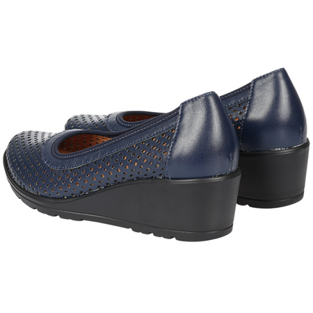 Półbuty ażurowe damskie skórzane Syrena SWB 026 granatowe