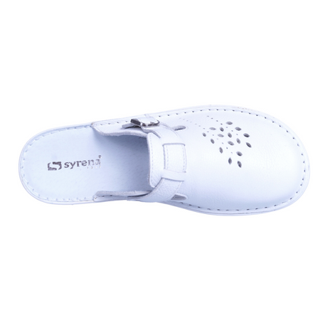 Skórzane komfortowe klapki damskie Syrena SH 264 białe