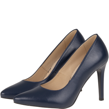 Czółenka, szpilki skórzane damskie Syrena SWB 012 granat