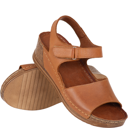 Sandały damskie na koturnie marki Syrena SST 969 rude