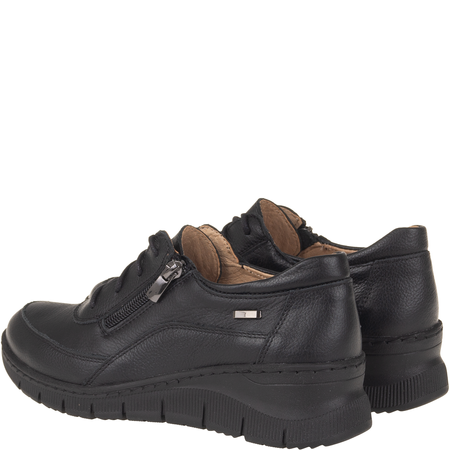 Półbuty Syrena SH 427 czarne skórzane - komfort na koturnie