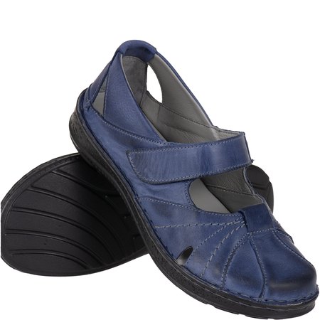 Przewiewne półbuty na rzepy Syrena SST 1705/A granatowe