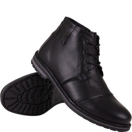 Trzewiki męskie zimowe Syrena SI 087-784 czarne - skóra naturalna