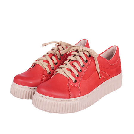 Półbuty damskie Stella 1768 skóra naturalna czerwone