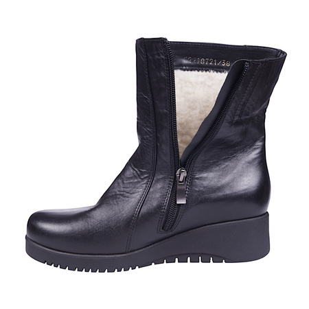 Komfortowe botki skórzane damskie na obcasie Syrena K-222 czarne