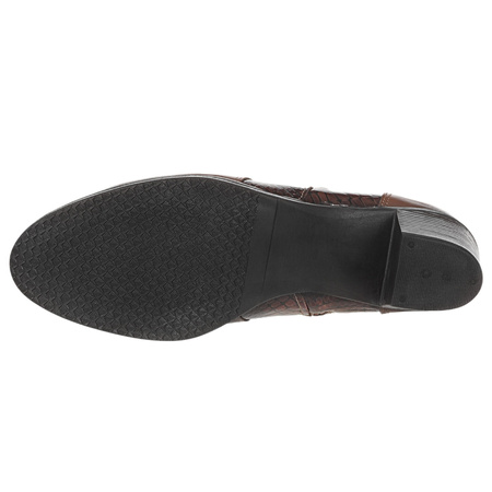 Komfortowe botki damskie Syrena SE 404 - brązowe, skóra