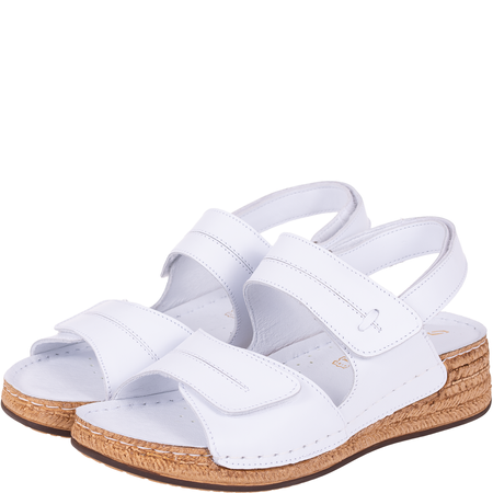 Sandały skórzane damskie marki Syrena SST 993 białe