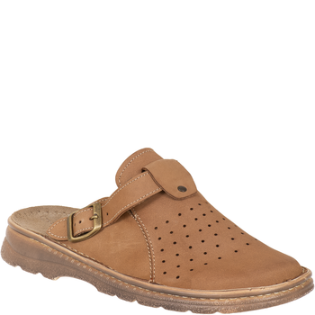 Klapki męskie Syrena SH 812 beżowe skóra naturalna