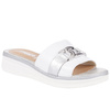 Klapki damskie skórzane Syrena SE 0713 biało-srebrne