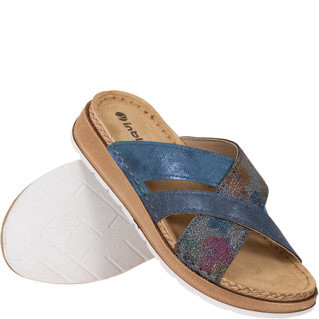 Inblu GS000052 granatowe klapki ze skórzaną wkładką