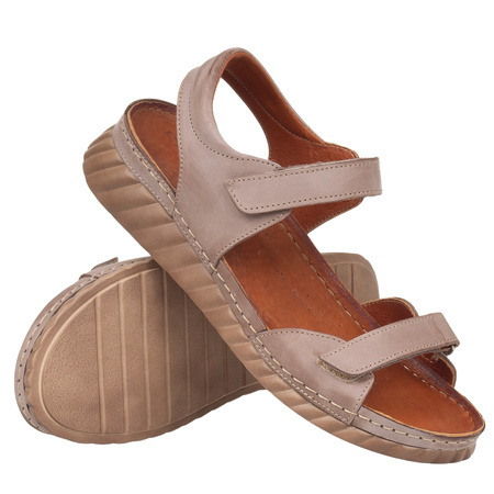 Sandały skórzane damskie marki Syrena SSST 958 cappuccino