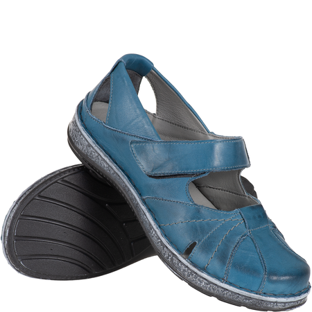 Niebieskie przewiewne półbuty na rzepy SST 1705/A marki Syrena