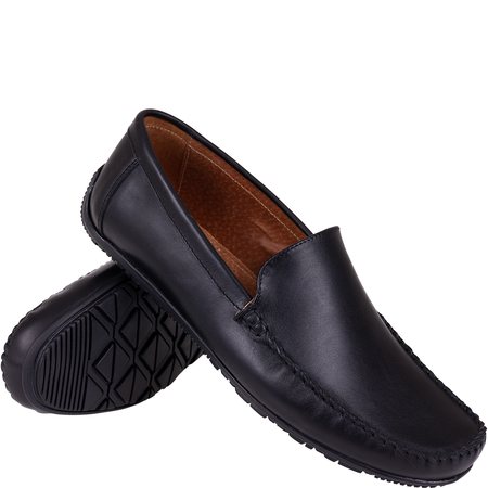 Mokasyny męskie Syrena SI 398-459-2 czarne skórzane