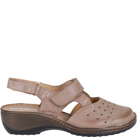 Sandały skórzane na koturnie - Syrena SH 150 beżowe