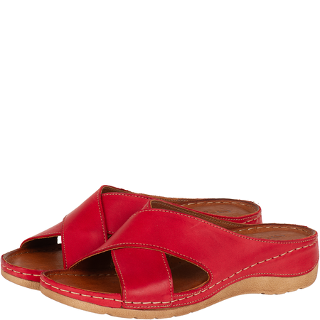 Klapki damskie skórzane Syrena SST 869 czerwone