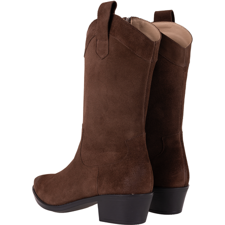 Syrena STA 4389 brązowe skórzane kowbojki damskie na obcasie