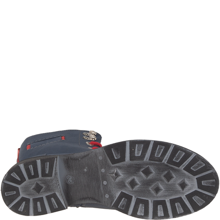 Botki skórzane Syrena SST 1183 – granatowo-czerwone, na zimę