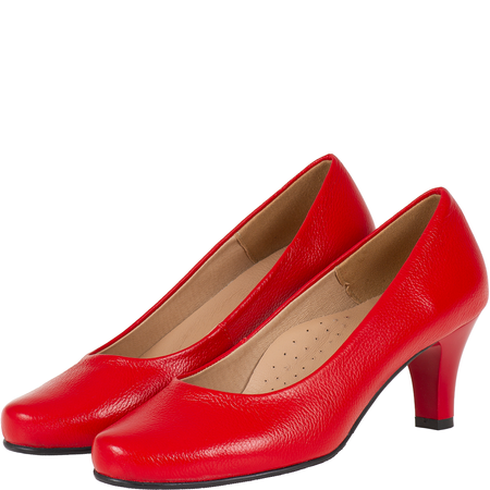 Czółenka damskie skórzane Syrena SE 7115 czerwony groch