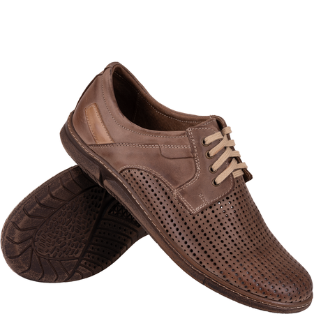 Półbuty skórzane męskie Syrena SI 323B-825 brązowe