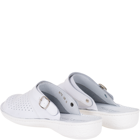 Białe klapki sanitarne ze skóry naturalnej Syrena SH 275