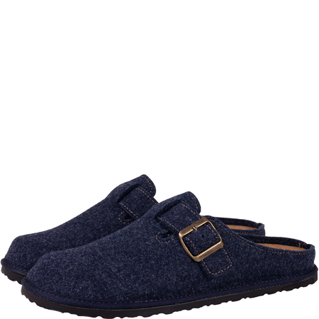 Kapcie męskie INBLU SI000024 szaro-niebieski filc skórzana wkładka