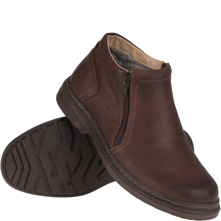 Trzewiki męskie Syrena SH 886-1 – skóra, wełna, suwak