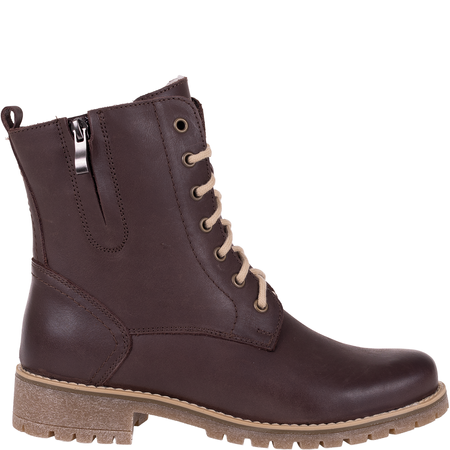 Botki damskie Syrena SST 4038 brązowe skórzane ocieplane misiem