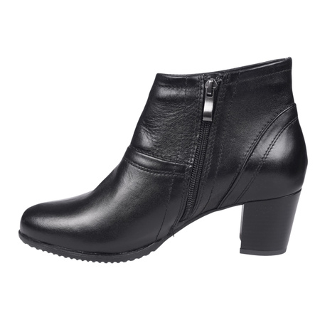 Botki skórzane damskie na obcasie Syrena K-246 czarne