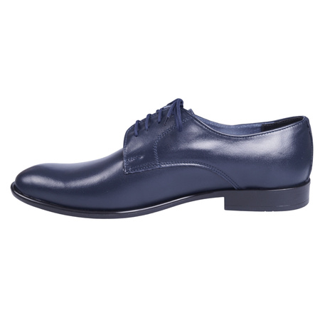 Półbuty męskie pantofle wizytowe skórzane marki Syrena SE 934 granatowe