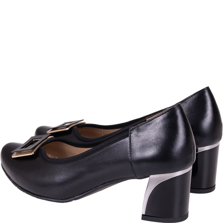 Czółenka na słupku Syrena SE 7146 czarne - skóra naturalna