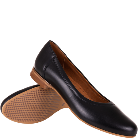 Skórzane baleriny damskie marki Syrena SGO 1660 czarne